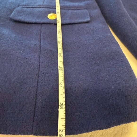 Talbots Royal Blue wool blend pea coat gold button up V neck lined pockets SZ 18 - Picture 10 of 13